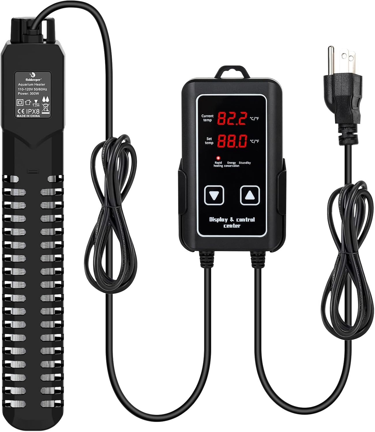 fishkeeper 500W Aquarium Heater, Submersible Fish Tank Heater with Dry-Burn Protection,LED Digital Thermostat,Accurate Temperature Protection for Freshwater and Saltwater 75-120 Gallon