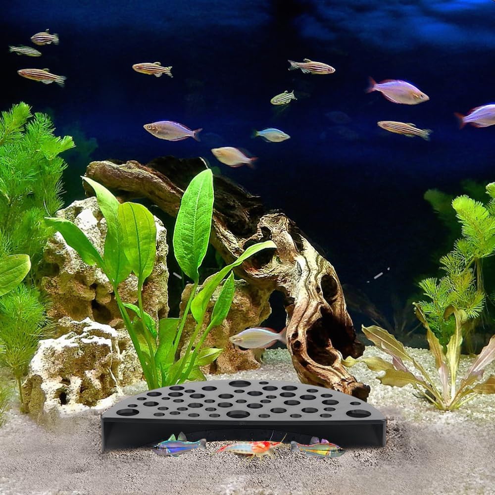 2 PCS Shrimp Hides for Aquarium, Shrimp Cave Shelters, Small Fish Tunnel Shrimp Breeding House, Plastic Aquarium Shrimp Hideout, Fish Tank Accessories Decor, Black