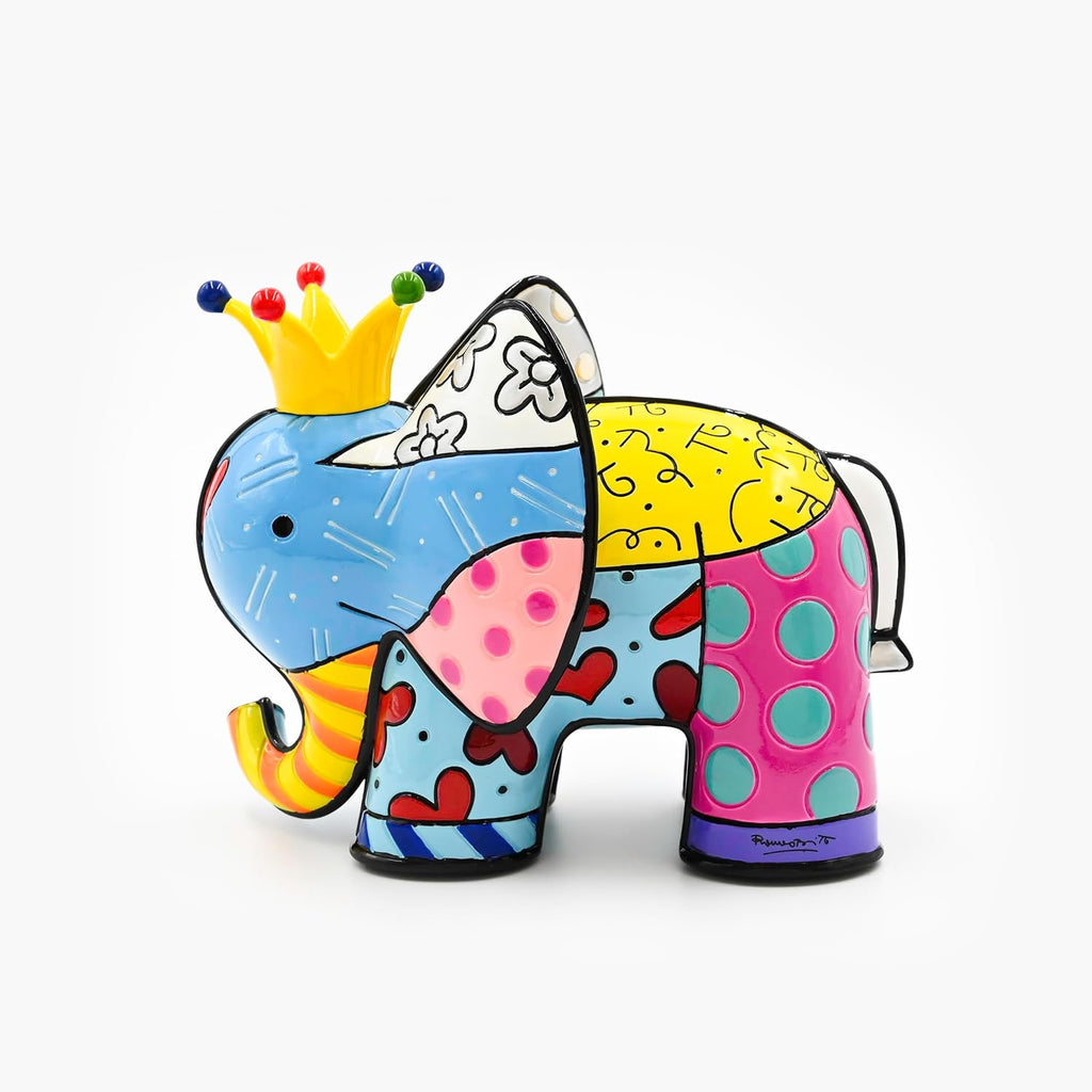 Britto Collectible Figurine - Iconic Art Figurine, Decorative Displays for Modern Home Decor | Designed by Iconic Artist Romero Royal Elephant (Multicolor)