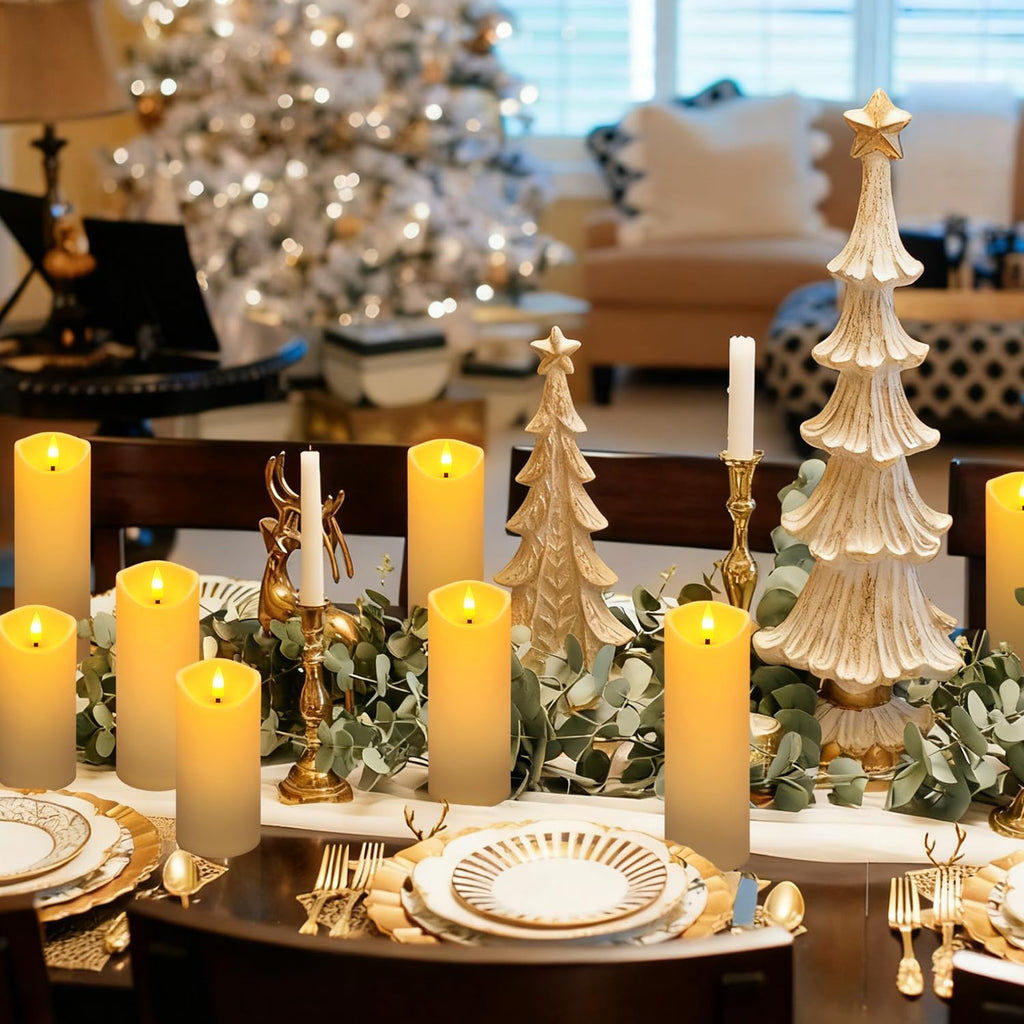 24 Pack Christmas Decoration Flickering Flameless Candles, Battery Operated Candles,LED Candles for Home Decor,Wedding,Halloween,Birthday,Valentine'sDay (D2.2 xH 5" 6" 7" Ivory)