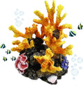 PINVNBY Aquarium Coral Reef Decor, Artificial Aquarium Coral Ornament Fish Cave Hideout Artificial Aquarium Plants Artificial Resin Fish Tank Accessories for Aquarium Landscaping (Yellow)