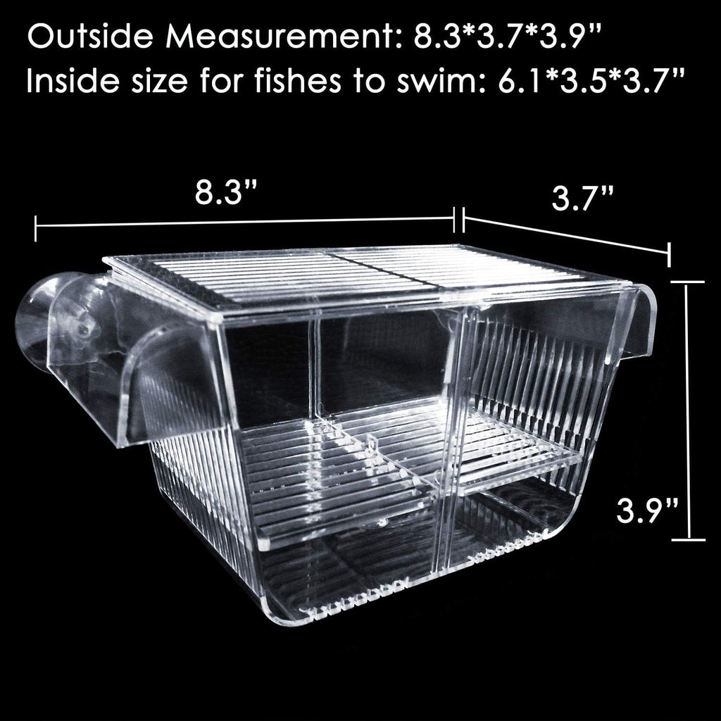 Cepetsma Fish Breeder Box - Hang-on Nursery Fish Tank With Breeding Hatchery, Perf for Aggressive & Injured Species