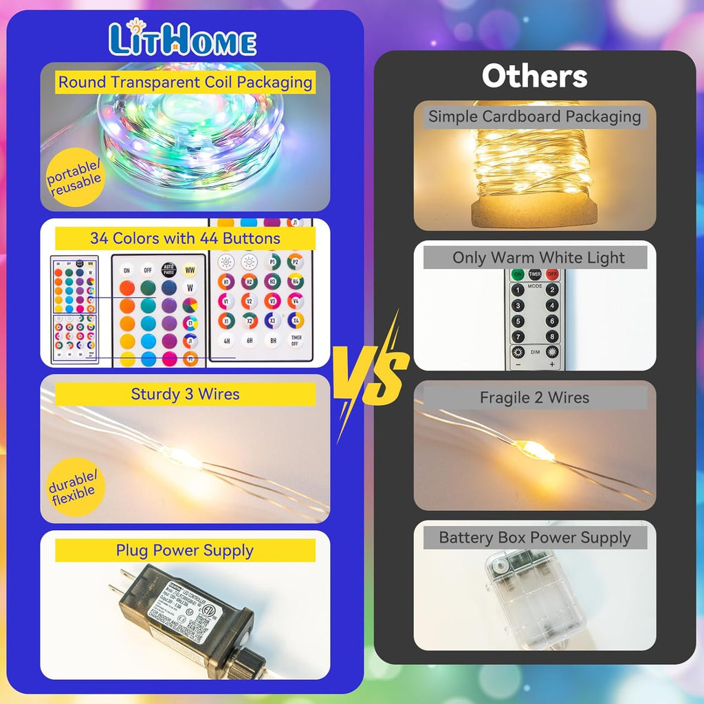 LitHome 400LED 130FT Christmas Led Fairy Lights with Remote, Color Changing Fairy Lights Plug in, 9 Modes Led String Lights for Indoor, Fairy String Lights Christmas Home Bedroom Dorm Party Decor