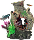 UNEAK - Aquarium Decorations Big Cave Fish Tank Large Vase Jar Jug Sunken Ornament Landscaping Rocks Saltwater Freshwater Small & Medium Fish Garden Pond Ornaments Resin