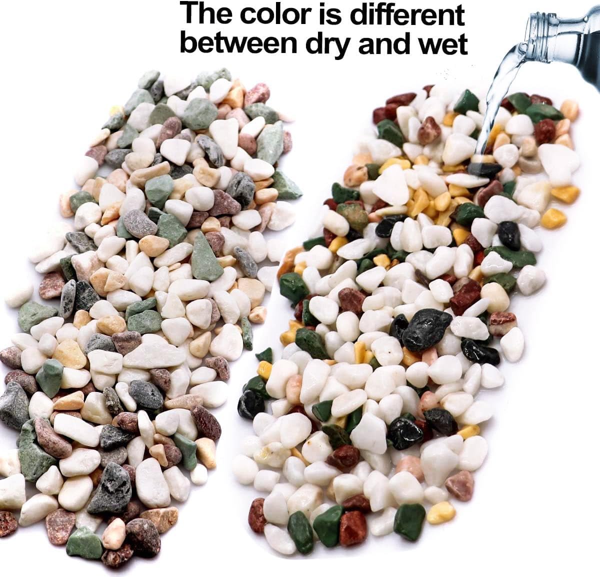 Natural Decorative Pebbles Rocks Polished Tterrarium Gravel White Stones with Red, Green, and Yellow Pastel Accents Mixed Color Aquarium Stones Garden Accessories Top Dressing for Bonsai Potted 2.2lbs
