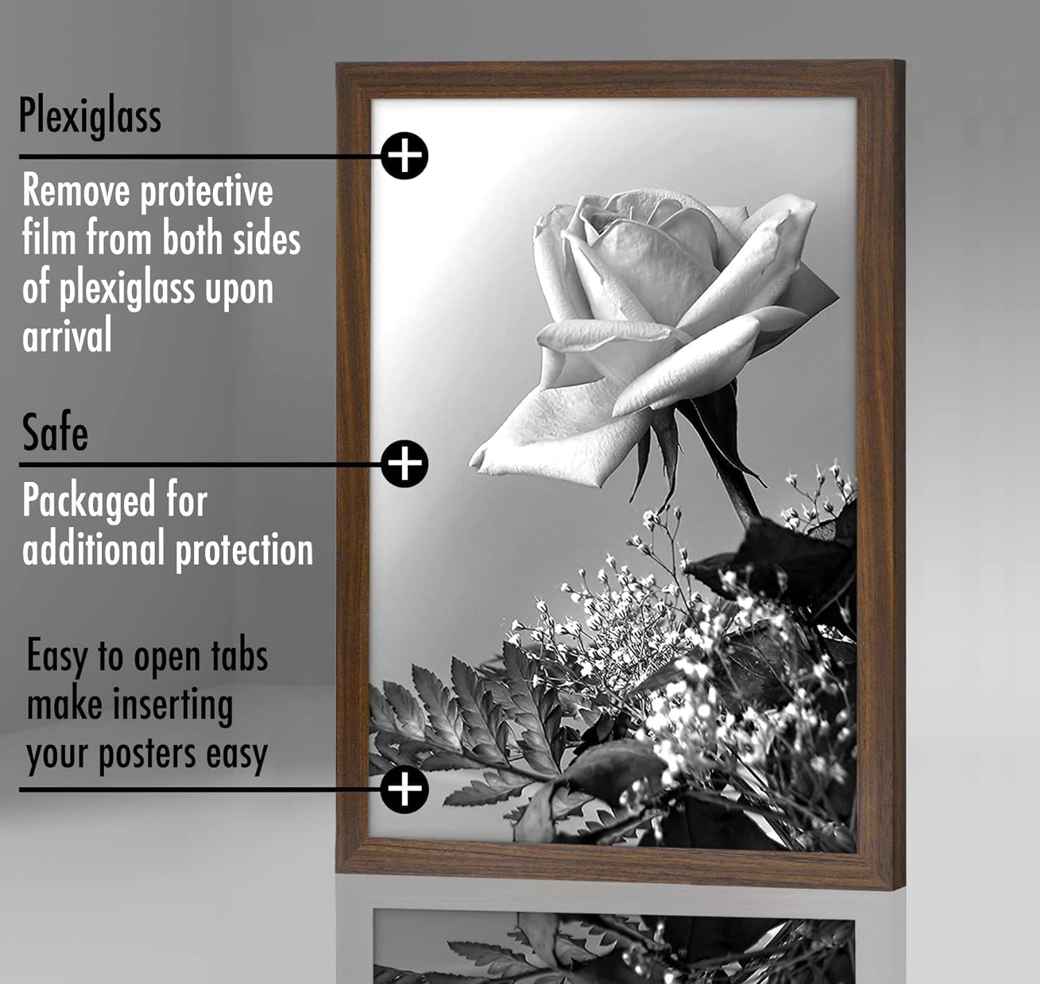 Americanflat 12x18 Poster Frame with Polished Plexiglass - Wide Picture Frames Made of Engineered Wood for Vertical or Horizontal Wall Display - Epic Collection - Mahogany