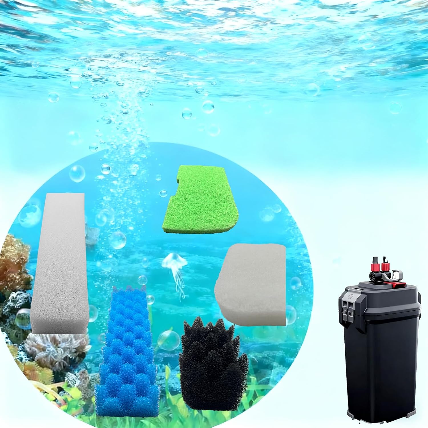 40 Packs 406/407 Canister Filter Replacements Compatible with Fluval 406/407 Aquarium Filters. Includes Filter Media Set with biofoam, Activated Carbon, and Ceramic Rings. Upgraded Version
