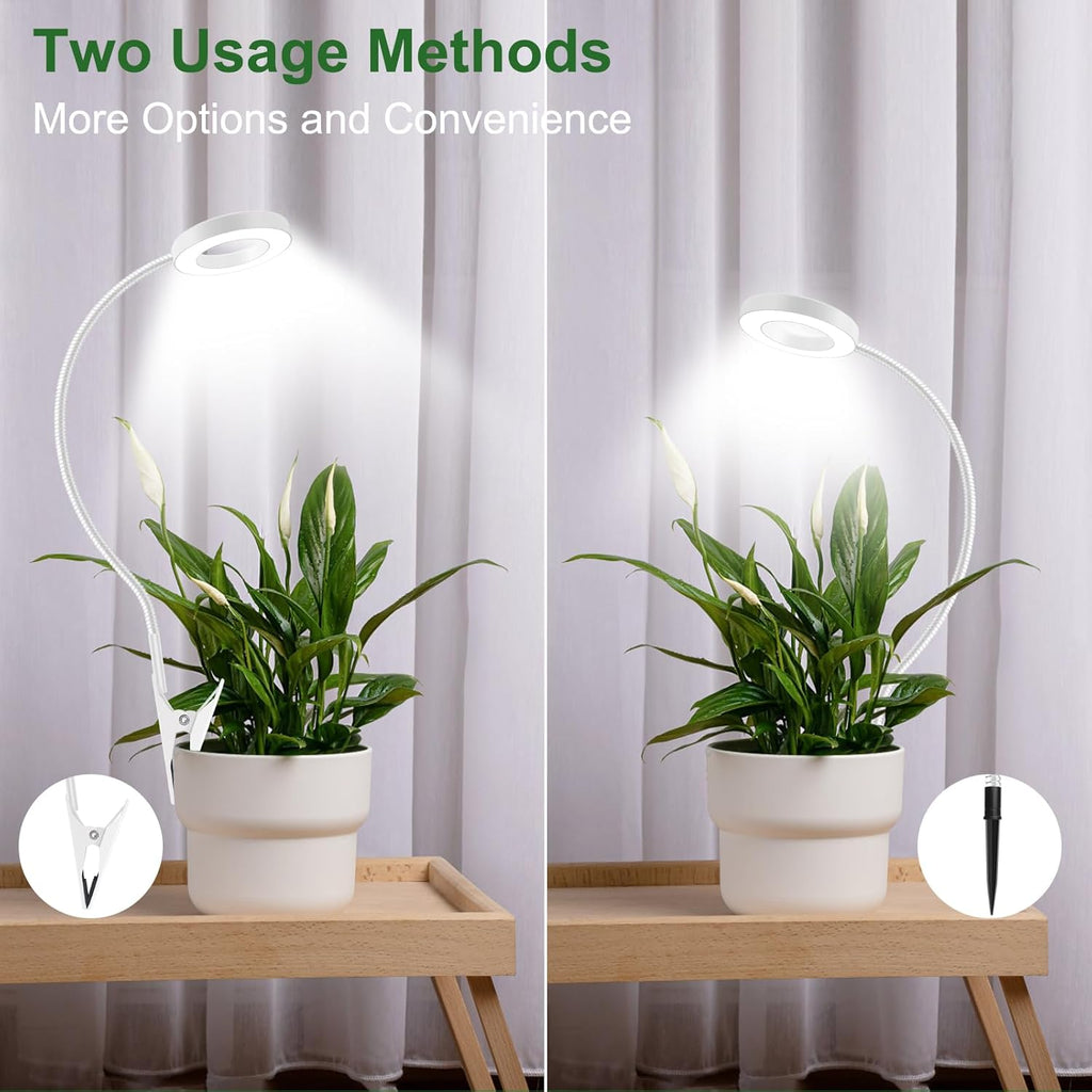 Wolezek 2 in 1 Grow Lights for Indoor Plants, 3 Colors Plant Lights for Indoor Growing with 360° Gooseneck, 48 LEDs Full Spectrum Plant Grow Lights Indoor, 6/12/16H Timer, 5 Brightness, White 1 Pack