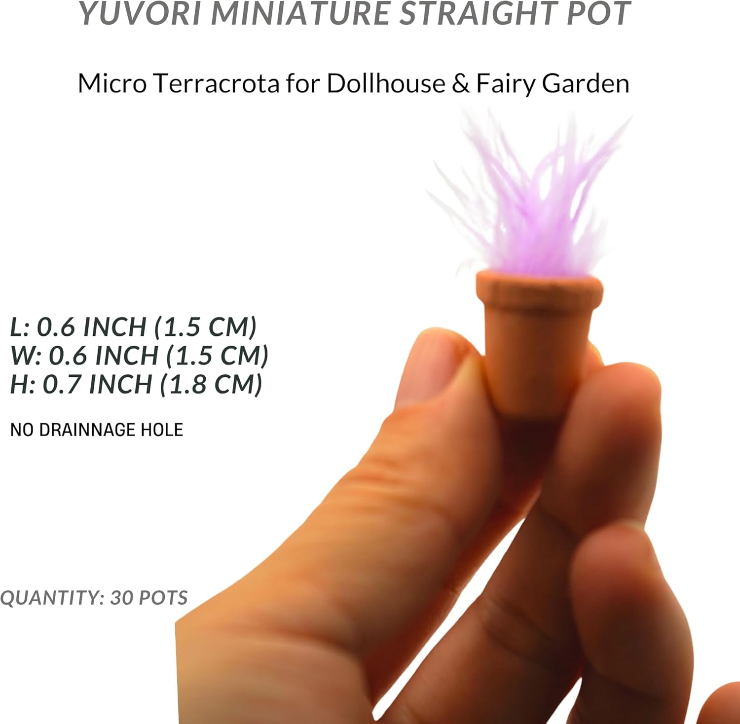 Mini Terracotta Pots – Small Clay Flower Pots for Succulents, Cactus, DIY Crafts, Fairy Garden, School Projects, Mini Planters – Set of 30 (Straight Cylinder, 0.6 Inch)