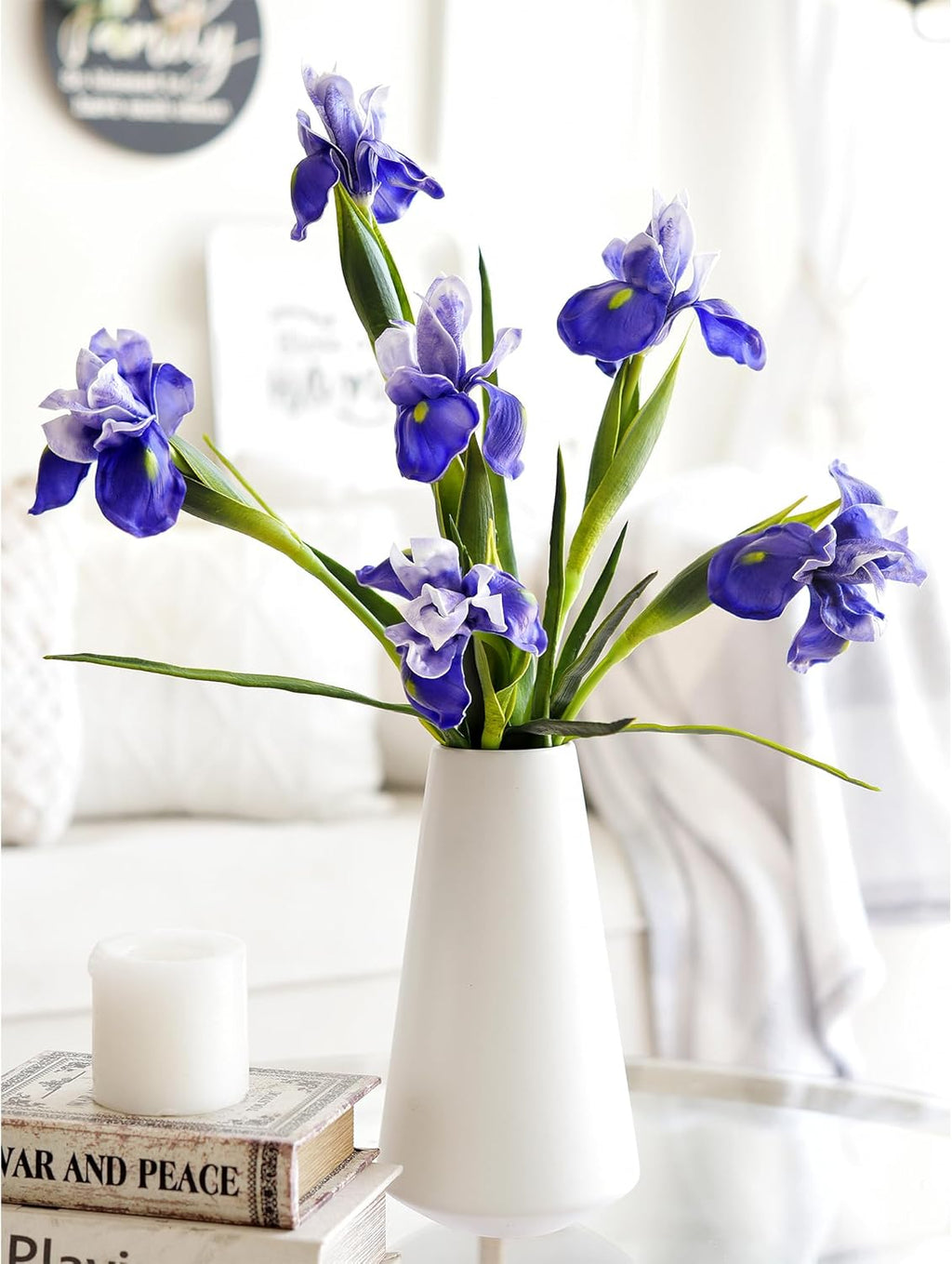 6 Long-Stem Real Touch Artificial Purple Irises – Realistic Faux Flowers for Home Décor, Wedding Bouquets, Centerpieces & Floral Arrangements