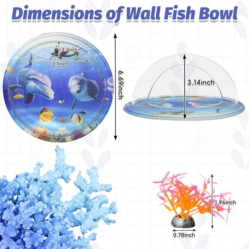 kathson Acrylic Wall Hanging Fish Bowl Wall Mounted Fish Tank Planter Fish Bubble Hanging Aquarium Hydroponic Plant Pot Betta Fish Tank Bowl for Home Decor Pot Decoration Planter (6.69 in)