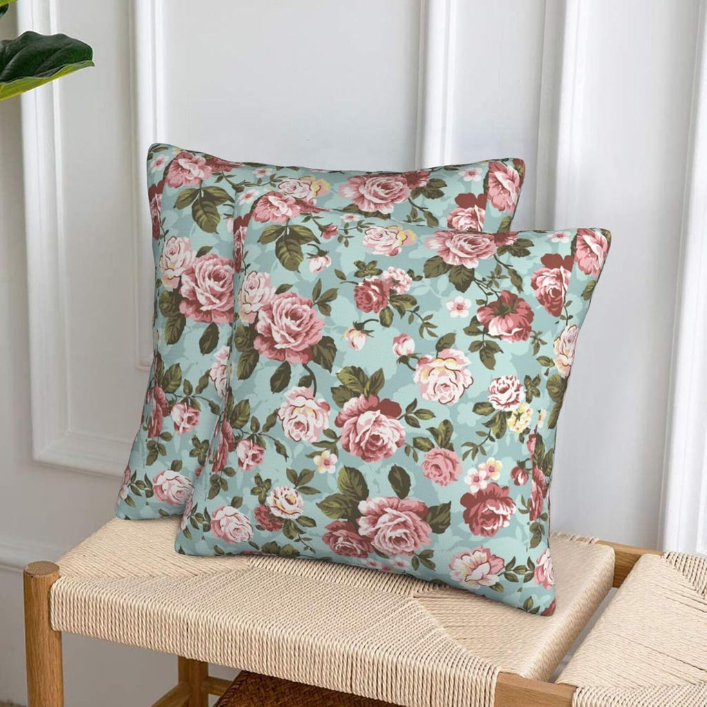 Blush Pink Rose Throw Pillow Covers Set of 2 Ultra-Soft All-Season Pillow Shams with Hidden Zipper,Durable for Sofa Bed Car Decor & Gift 18x18IN