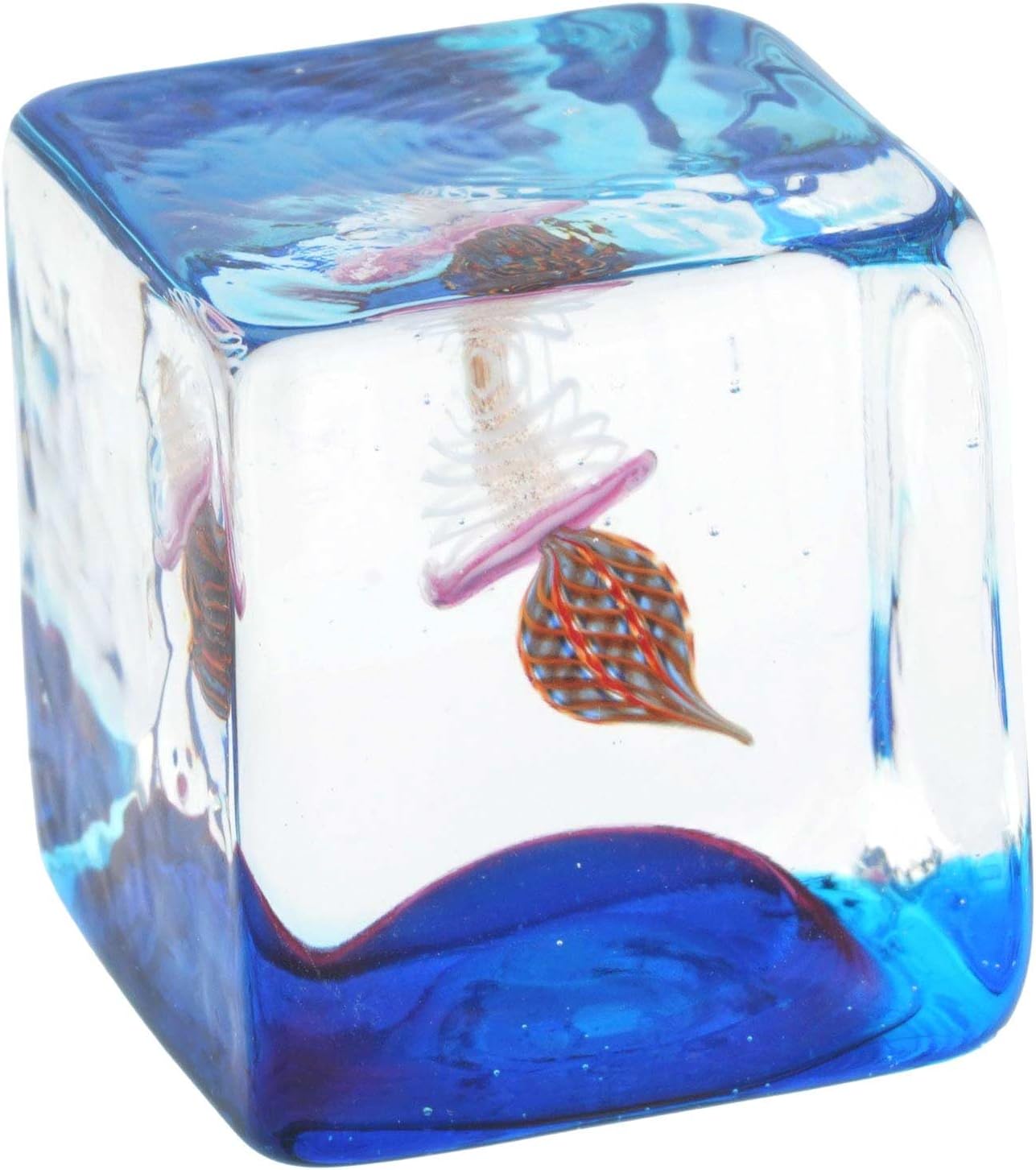 GlassOfVenice Murano Glass Aquarium Cube with Jellyfish