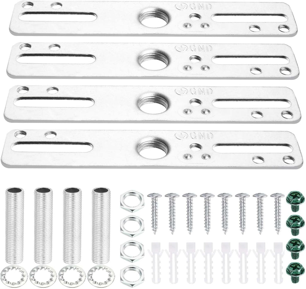 4" Ceiling Light Fixture Mounting Bracket Kit, 4Pcs Universal Lamp Crossbar Hardware Set for Chandelier & Wall Lights, Silver