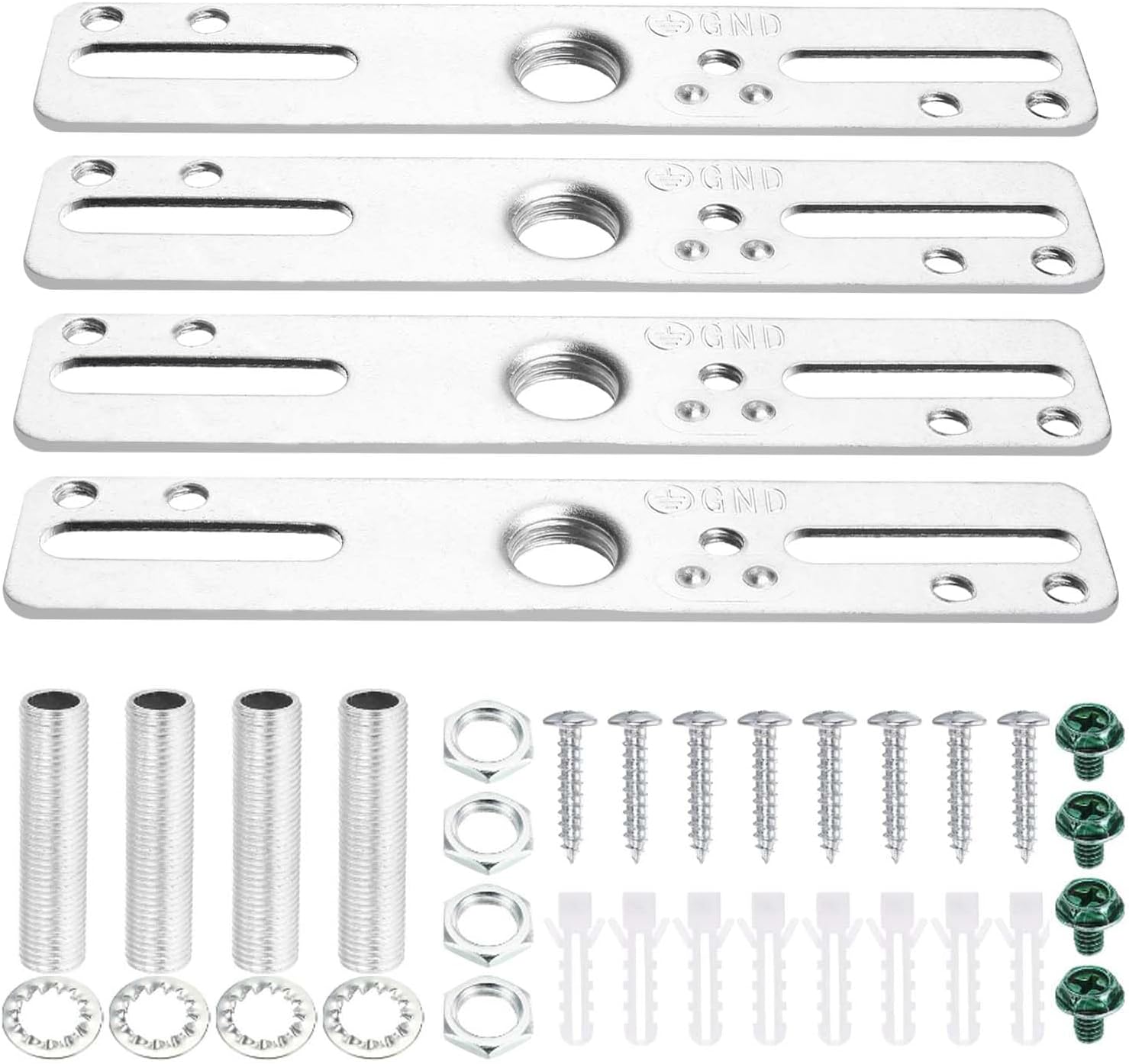 4" Ceiling Light Fixture Mounting Bracket Kit, 4Pcs Universal Lamp Crossbar Hardware Set for Chandelier & Wall Lights, Silver