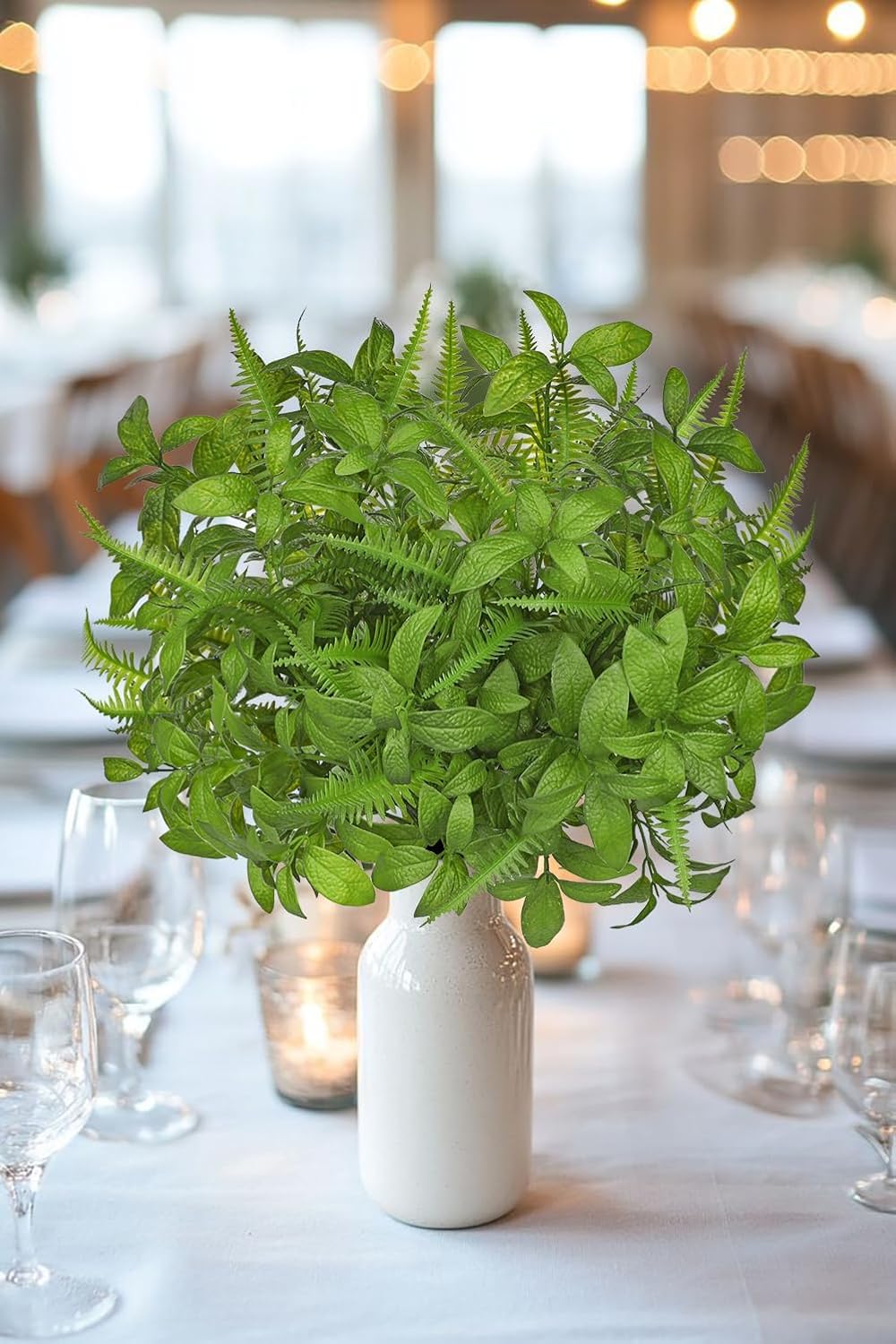 Artificial Fern Mint Leaves Stems Mix Plants 5pcs Realistic UV Resistant Fake Greenery Plants and Branches for Decor Home Indoor Outdoor Garden