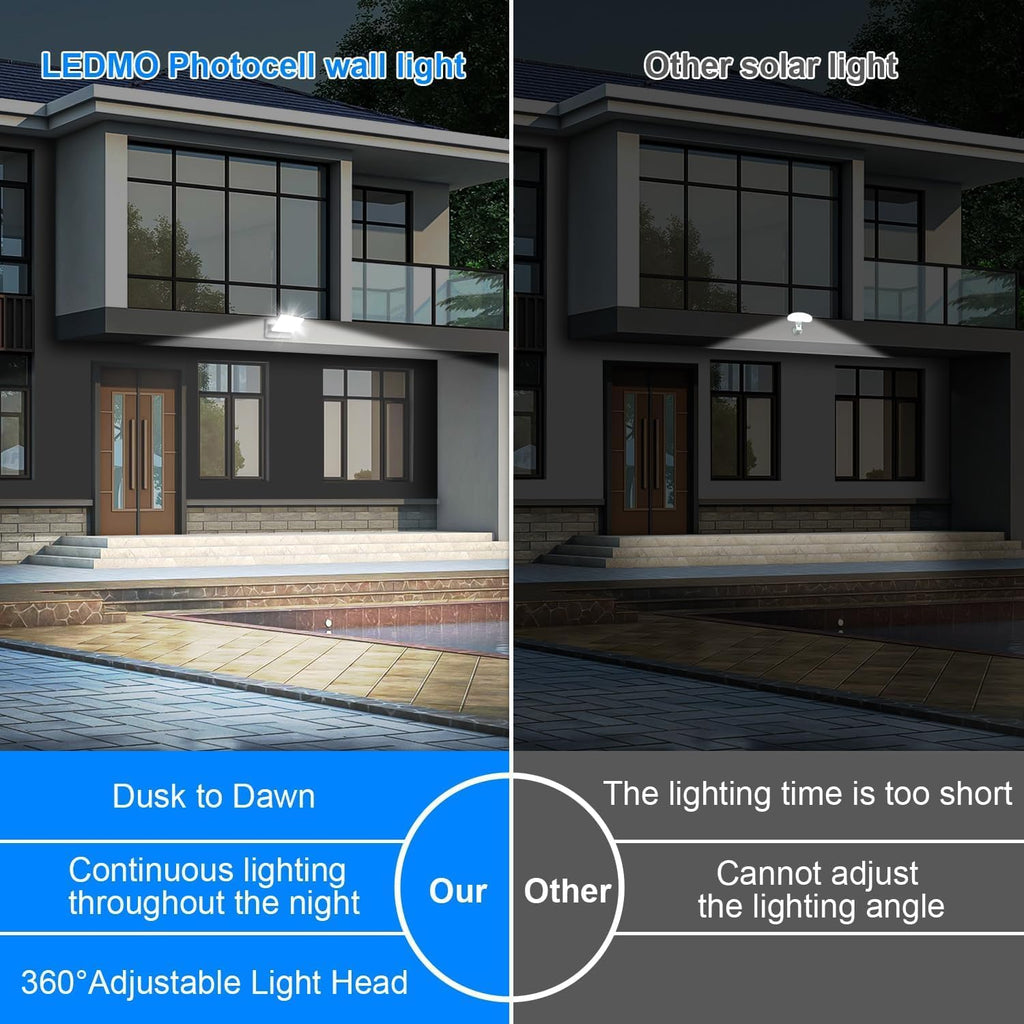 ledmo 150W LED Flood Light Outdoor, 18000LM 5000K Super Bright Dusk to Dawn Photocell LED Wall Pack, 360 ° Adjustable IP65 Commercial Exterior Wall Large Area Lighting Hardwired