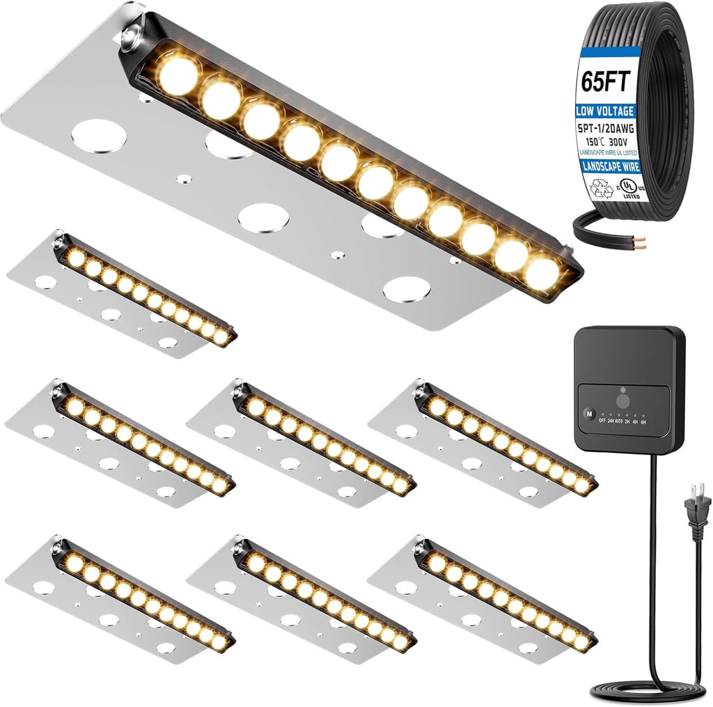 12W Retaining Wall Lights LED Hardscape Lighting Low Voltage Step Lights Warm White Waterproof Outdoor LED Landscape Lighting for Front Door Yard Garage Deck Step with Photocell Sensor 7.8 Inch 8 Pack