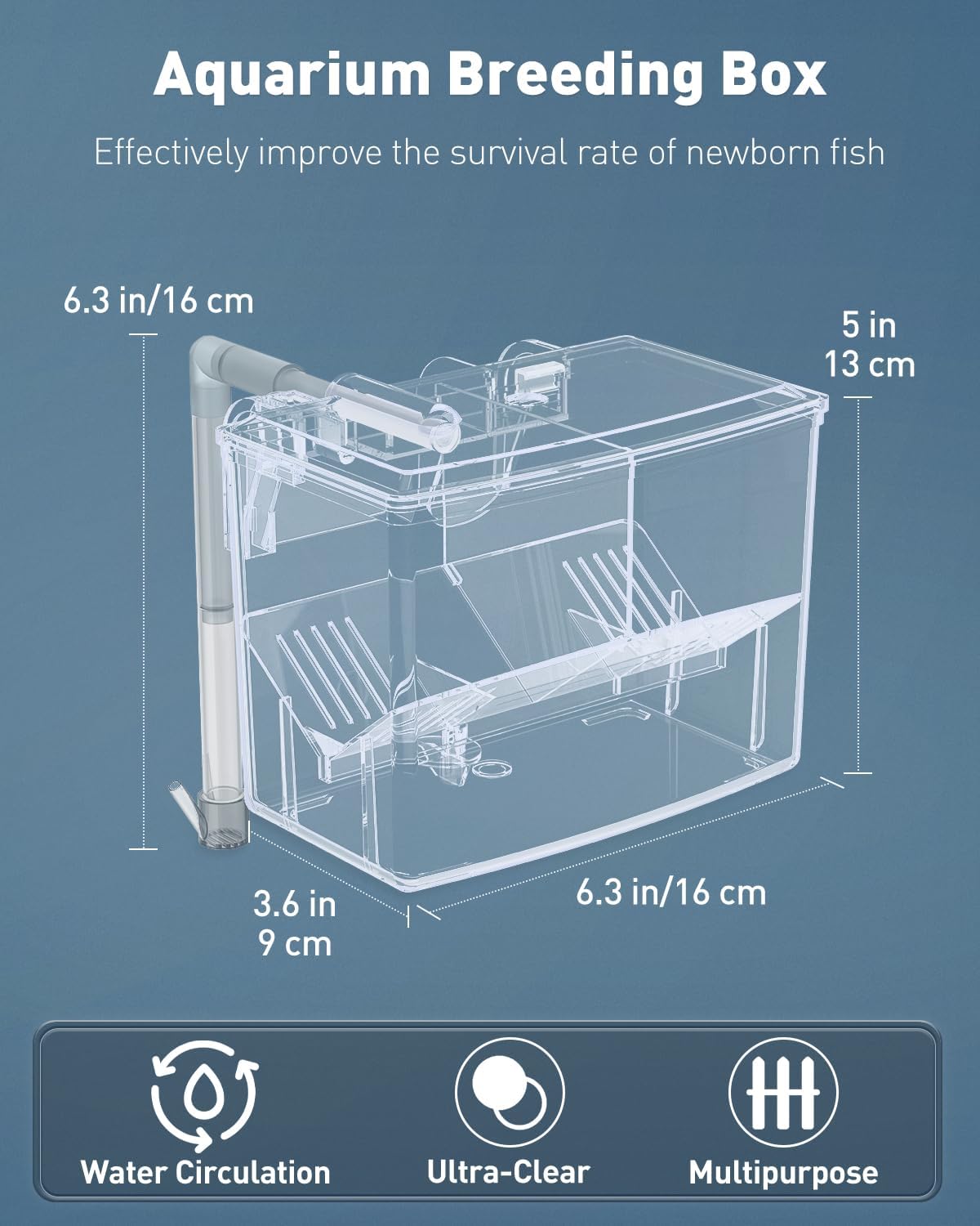Pawfly Aquarium Breeding Box Fish Tank Hatchery Incubator Acrylic Breeder Box for Baby Fish Shrimp Betta Clownfish Small Isolation Box for Aggressive Fish Guppy
