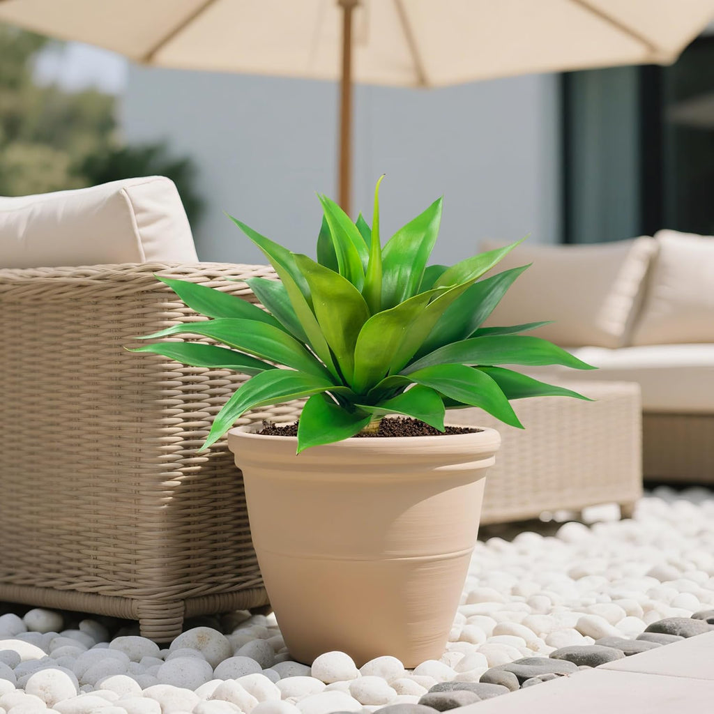 Artificial Flowers for Outdoors Artificial Agave Fake Plants Faux Agave Artificial Plants Outdoor Fake Flowers Outdoor Faux Plants Indoor Uv Resistant Artificial Plants 28''(Green 2pcs)