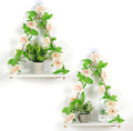 Shelf for Wall,Floating Shelves,Floating Shelves for Wall No Drilling,Adhesive Shelves,Command Strip Shelf,Room Decor Aesthetic,Fake Books Decor,Christma Decorations,2-Piece Set(Champagne flowers)