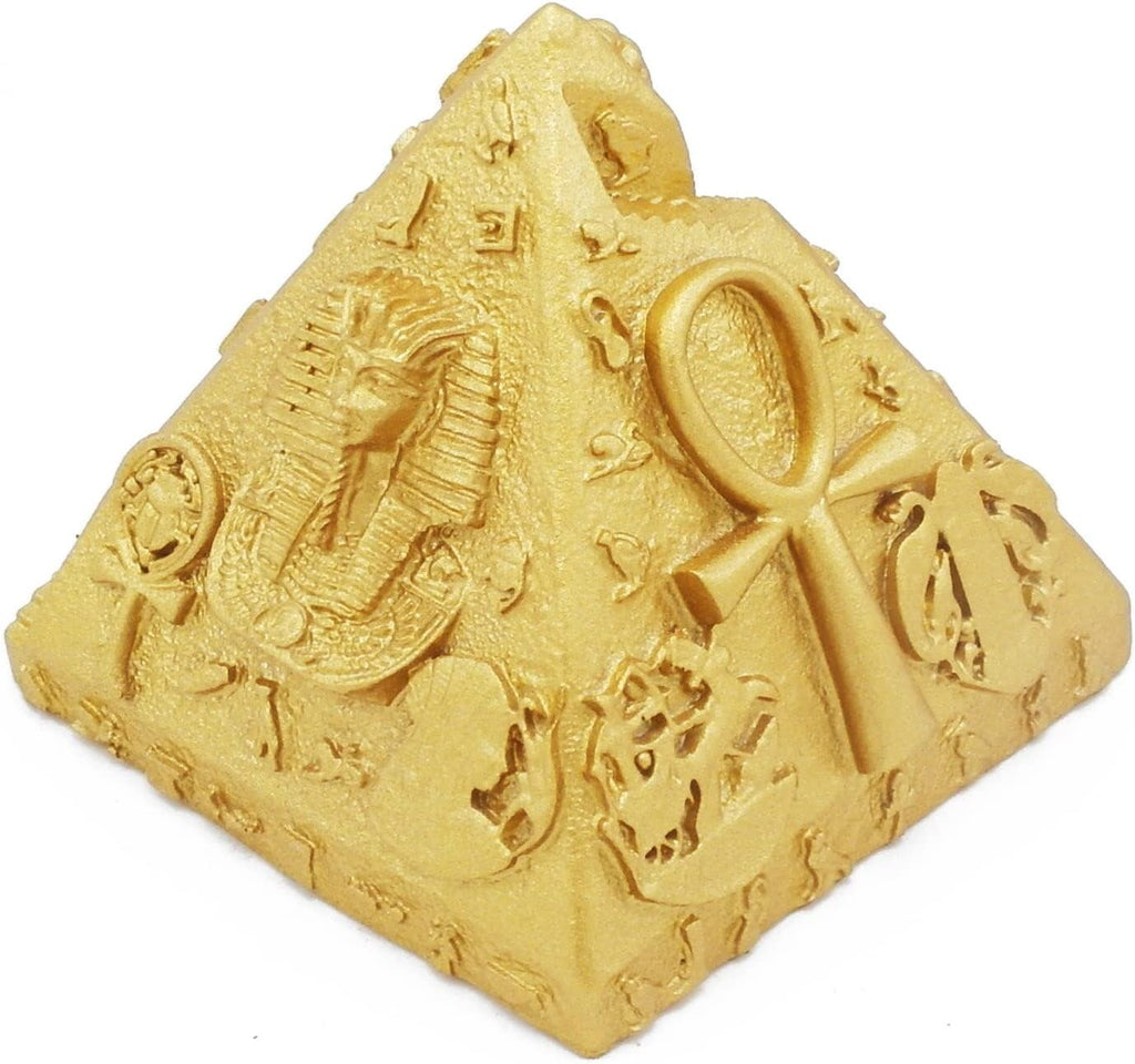 Egypt Decor Statues Aquarium Pyramid Pharaoh Betta Fish Tank Decorations Figurine Sculpture Ancient Reptile Turtle Lizard Spider Tanks Terrarium Egyptian Décor Ornament Pet Gold