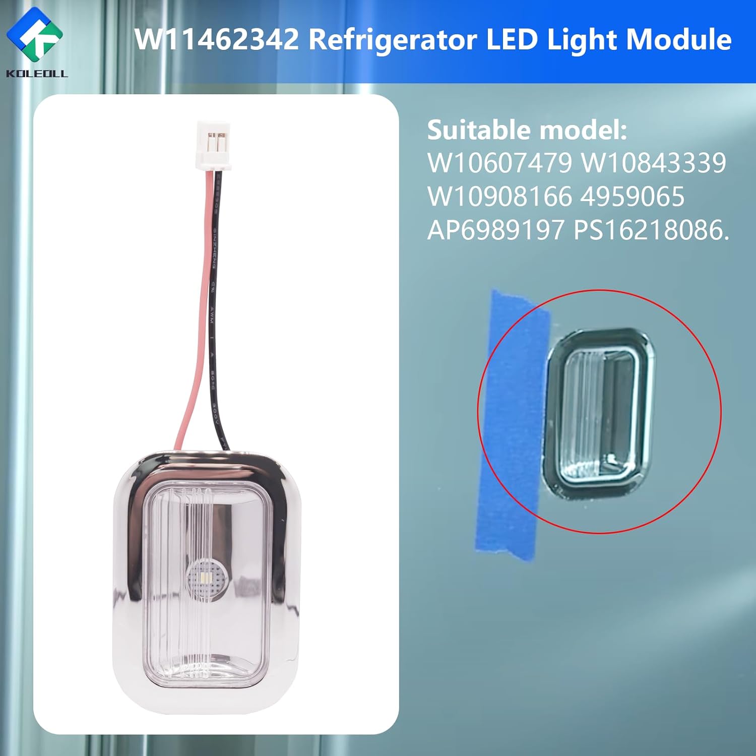 5 Pack W11462342 Refrigerator LED Light Module Compatible with Whirlpool Kitchenaid W10607479 W10843339 W10908166 4959065 AP6989197 PS16218086
