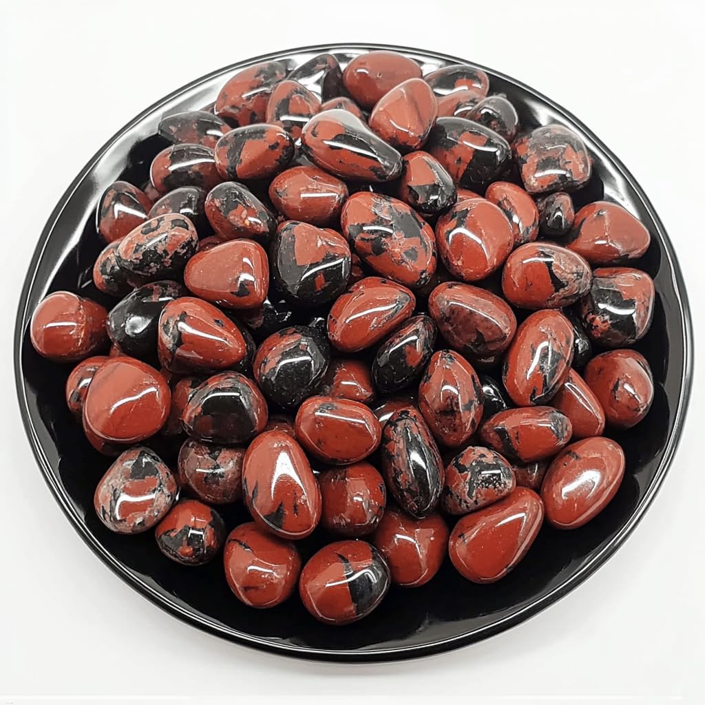 Polished Mahogany Obsidian Crystal Chips Set, 0.4'', 128 Pcs - Handpicked Natural Tumbled Stones and Crystals Bulk for Healing, Reiki, Meditation, Witchcraft and Home Decor
