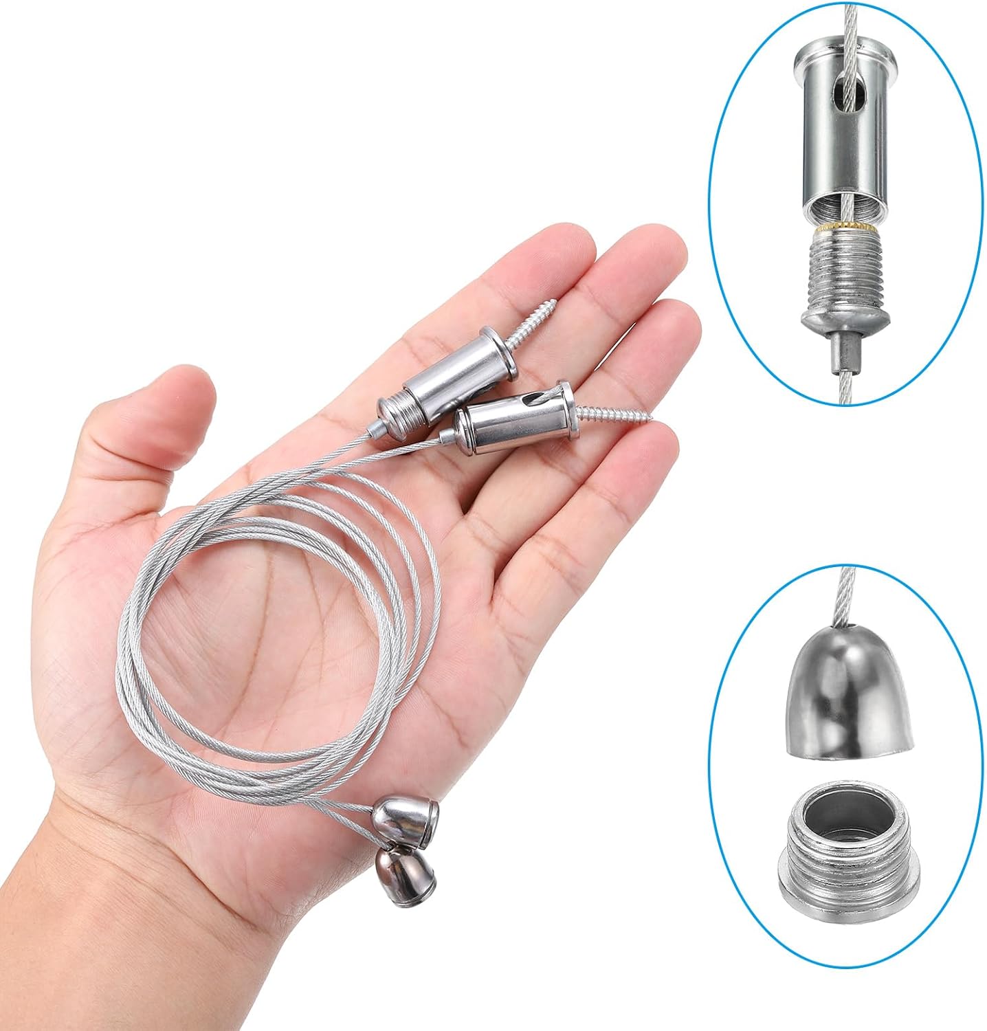 PATIKIL Ceiling Hanging Wire Cable Kit, 4 Set Lights Panel Steel Hanging Chains Adjustable Rope Clamp for Ceiling LED Pendant Light Aquarium Lights