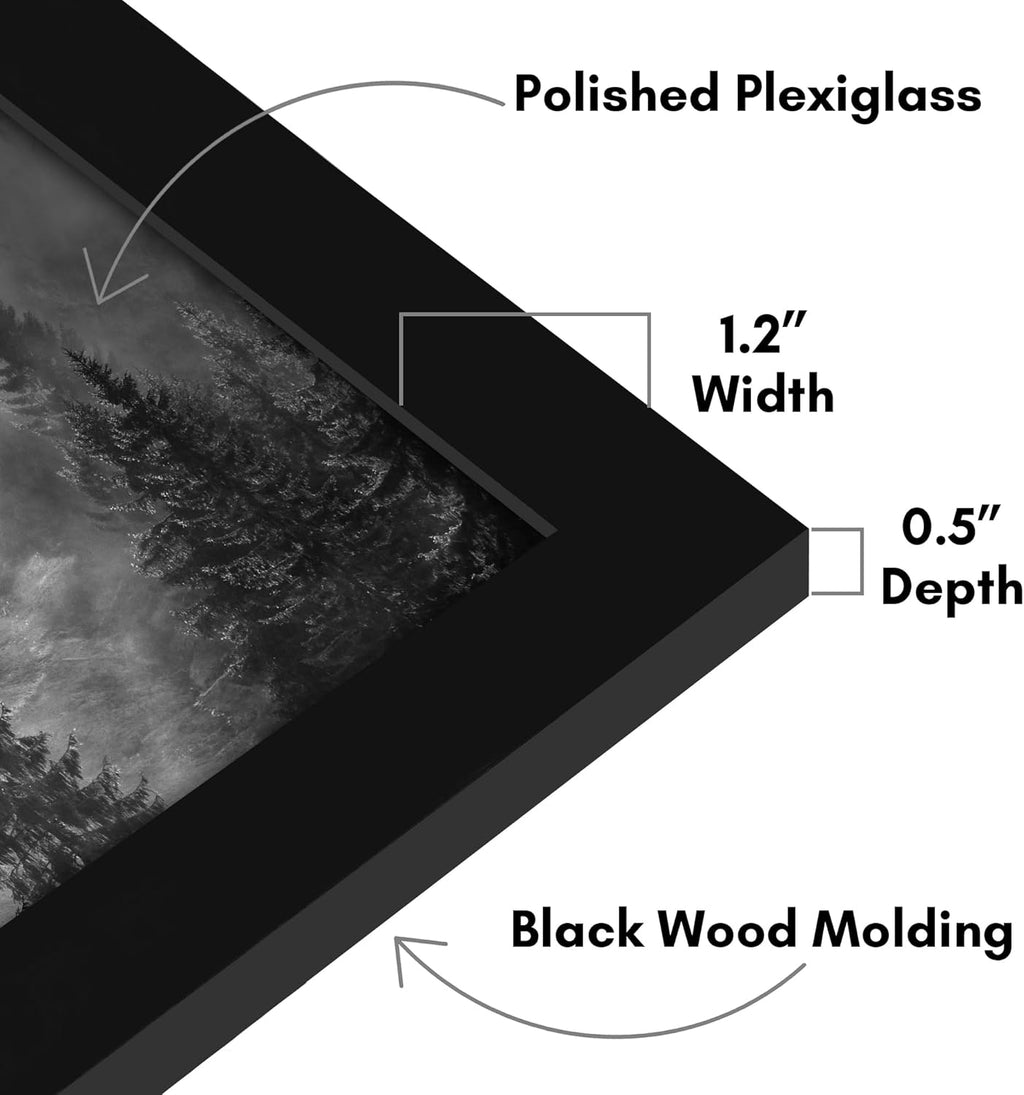 Americanflat 21x29 Picture Frame with Polished Plexiglass - Black Picture Frame - Wide Photo Frames Made of Engineered Wood for Vertical or Horizontal Wall Display - Epic Collection - Black