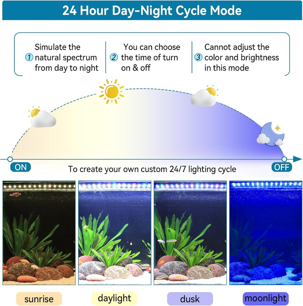 hygger 0.5-3 Gallon Small Aquarium LED Light for Fish Tank Full Spectrum Lighting with 24/7 Day-Night Cycle & Auto On/Off Timer, Adjustable Brightness, 7 Colors Options, Extendable Bracket Plant Light