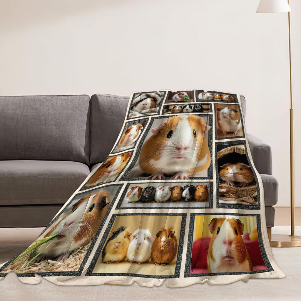 Guinea Pig Blanket Cute Animal Throw Blankets Gifts for Girls Boys Kids Guinea Pig Lover Soft Cozy Fleece Plush for Couch Sofa Bed 50"x40"
