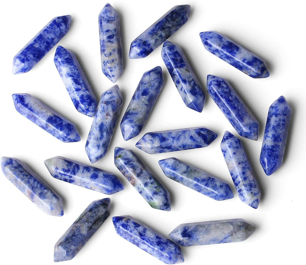 ZHIYUXI 20 Pcs Blue White Sodalite Crystal Healing Crystals Bulk Stones and Crystals Blue Stones Gemstone Tumbled Polished Energy Reiki Healing Stones Crystal Wands Meditation Decor Gifts