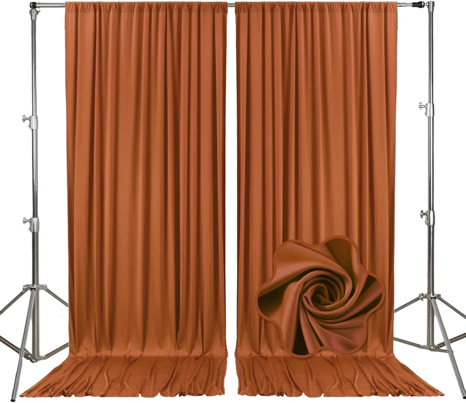 10ft x 10ft Dark Brown Backdrop Curtains for Parties, Fabric Satin Background Curtain with Rod Pockets for Weddings, Birthday, Baby Shower, Photography, Graduation Party Backdrop Drapes, 2 Panels