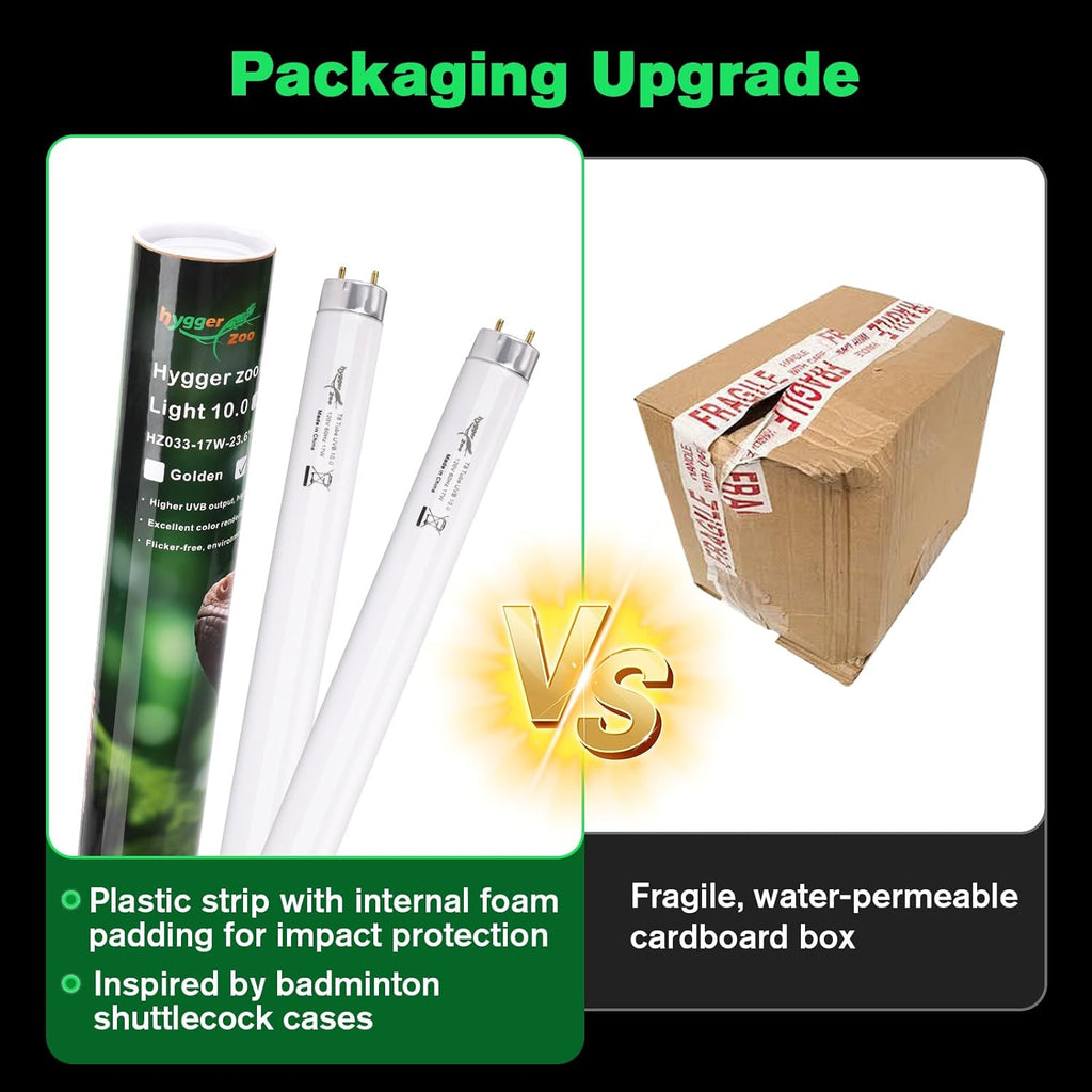 2-Pack UVB Reptile Light 10.0 Bulb 17W T8 Fluorescent Desert Lamp UVA for Bearded Dragon Tortoise Reptile & Amphibian