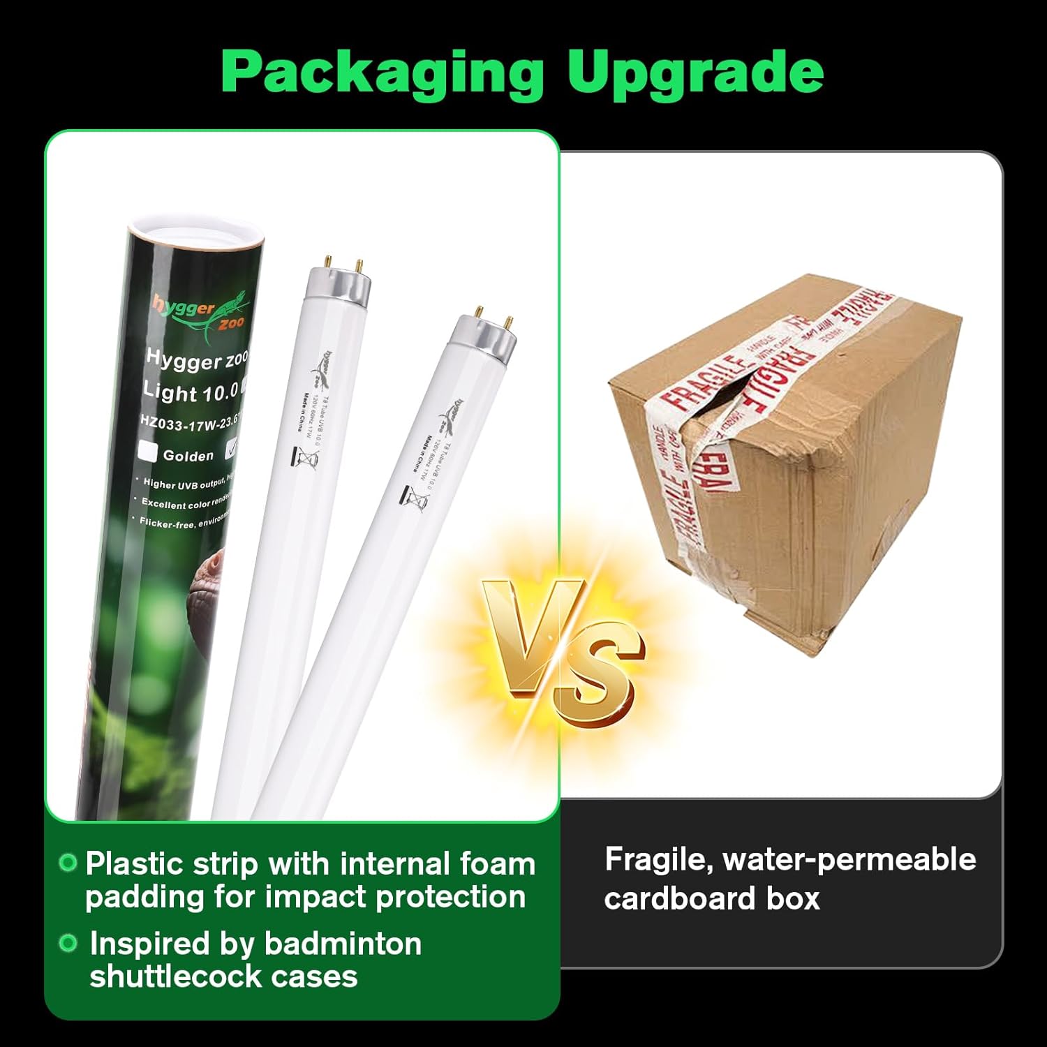 2-Pack UVB Reptile Light 10.0 Bulb 17W T8 Fluorescent Desert Lamp UVA for Bearded Dragon Tortoise Reptile & Amphibian
