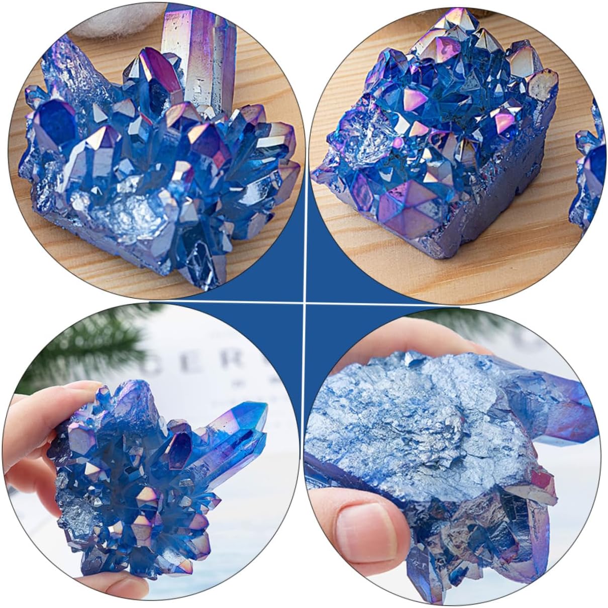 IMIKEYA 2pcs Sapphire Cluster Blue Crystal Stones Geode Specimen Drusy Geode Aquarium Crystal Stone Crystal Sculpture Spiritual Blue Healing Tumbled Gem Clusters Amethyst Cluster Mineral