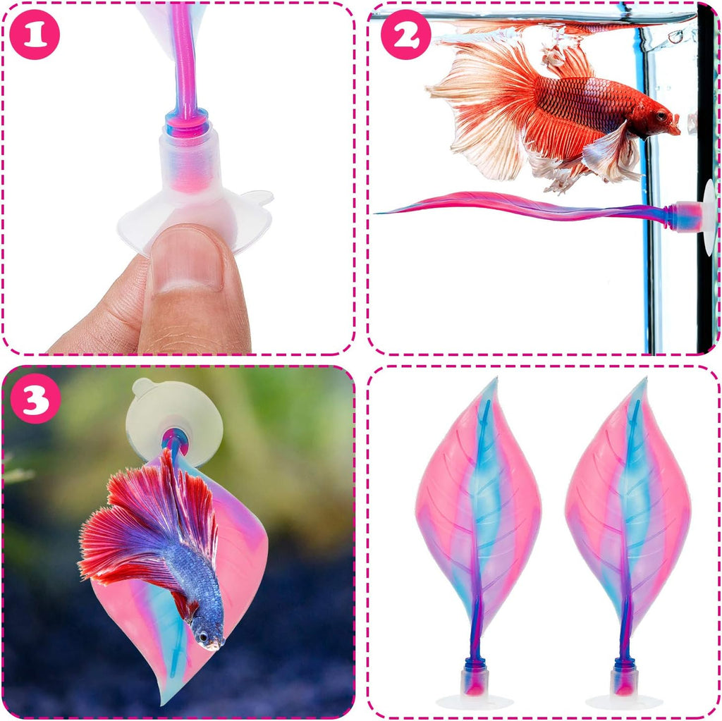 WILLBOND 2 Pieces Silicone Betta Fish Bed Leaf Hammock Betta Fish Tank Accessories, Practical Resting Spot, No Bpa, Comfortable and Safe