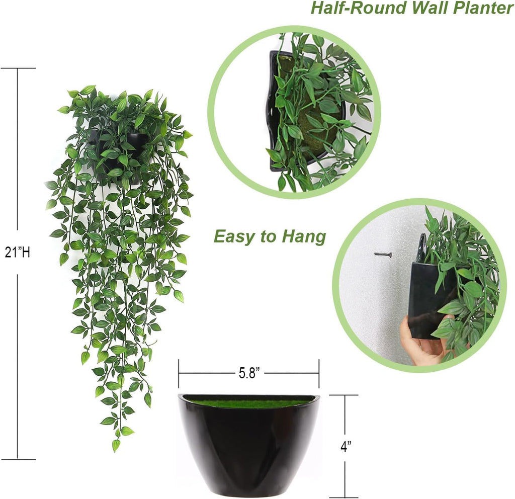 Artificial Hanging Plants,2 Pack Fake Wall Plants,Faux Mandala Vines Potted Plant,Plastic Greenery with Wall Planter for Indoor Outdoor Garden Patio Office Décor