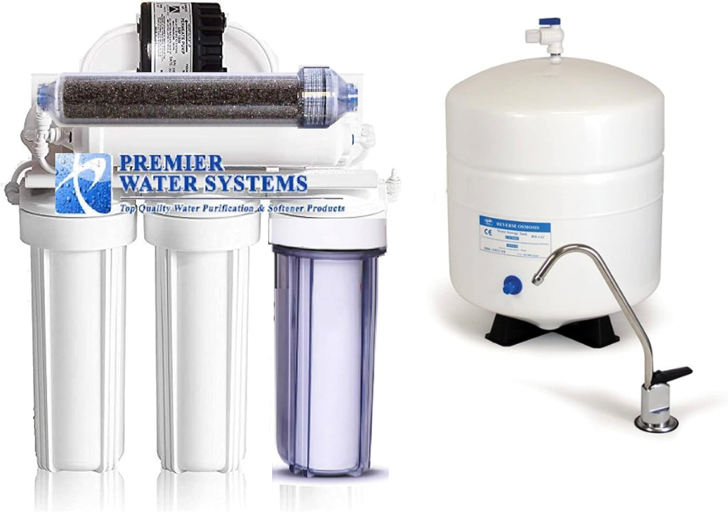 100 GPD - 6 Stage Dual Outlet Use (Drinking & 0 PPM Aquarium Reef/Deionization) Reverse Osmosis Water System (RO/DI) + Permeate Pump