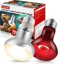 DXOPHIEX 2 Pack 75W Reptile Heat Lamp Bulbs Reptile Heat Bulbs, UVA Basking Bulb and Infrared Light Bulb Combo, Basking Light for Bearded Dragon, Turtles, Snake and Lizard