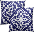 Navy Blue & White Floral Throw Pillowcases Set of 2 All-Season Soft Pillow Covers with Hidden Zipper,Durable for Sofa Bed Car Decor & Gift 18x18Inch