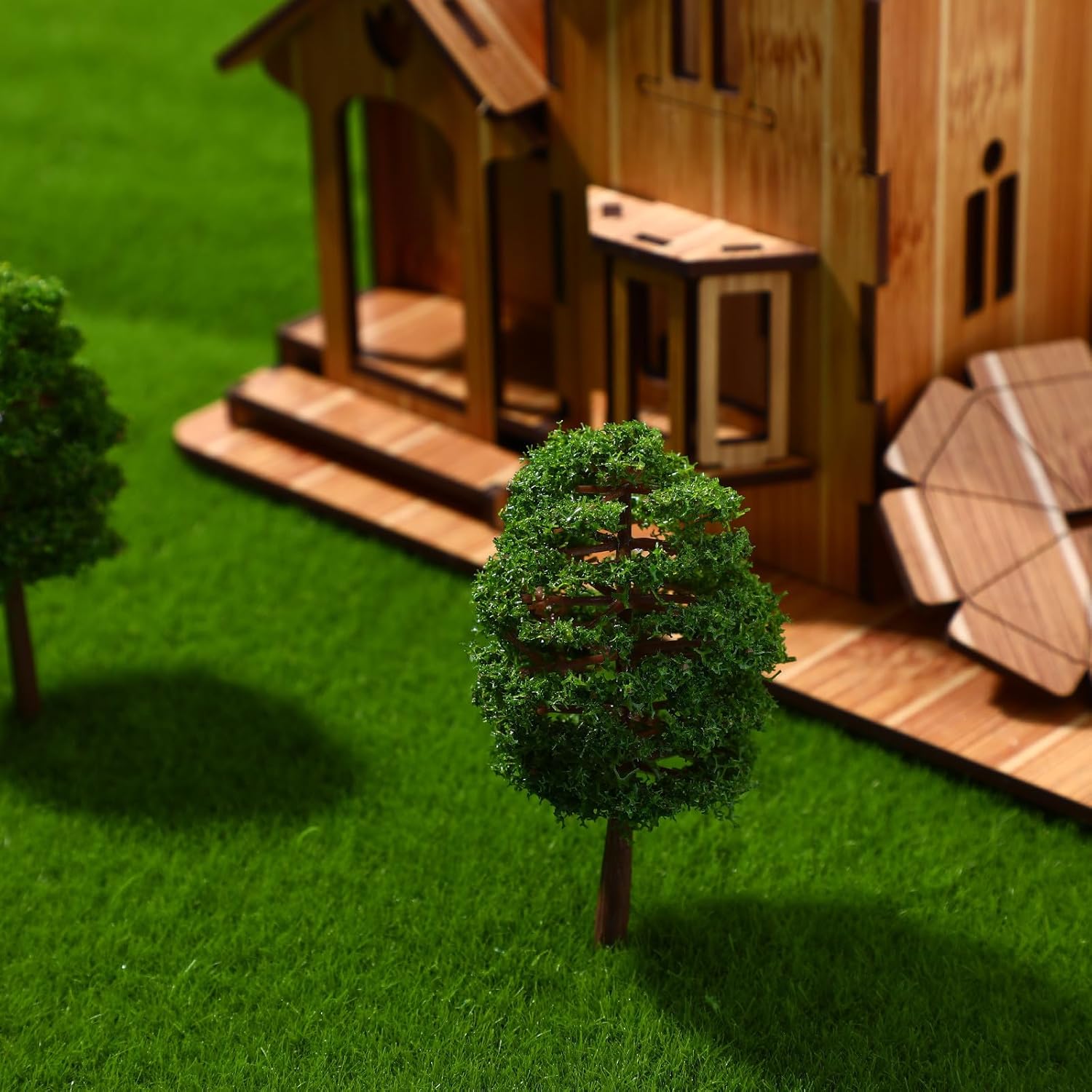 20pcs Mini Model Trees for Crafts, Green Plastic Trees Handmade Scenery Landscape for Architectural DIY Crafts