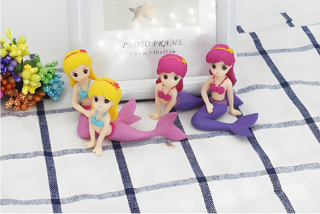 Pink Mermaid Figurine Aquarium Ornament, Mini Micro Landscape AccessoryMini Mermaid for Fairy Garden Accessories, Fish Tank Aquarium Decor, Cake Topper,Ocean Animal Theme Decor