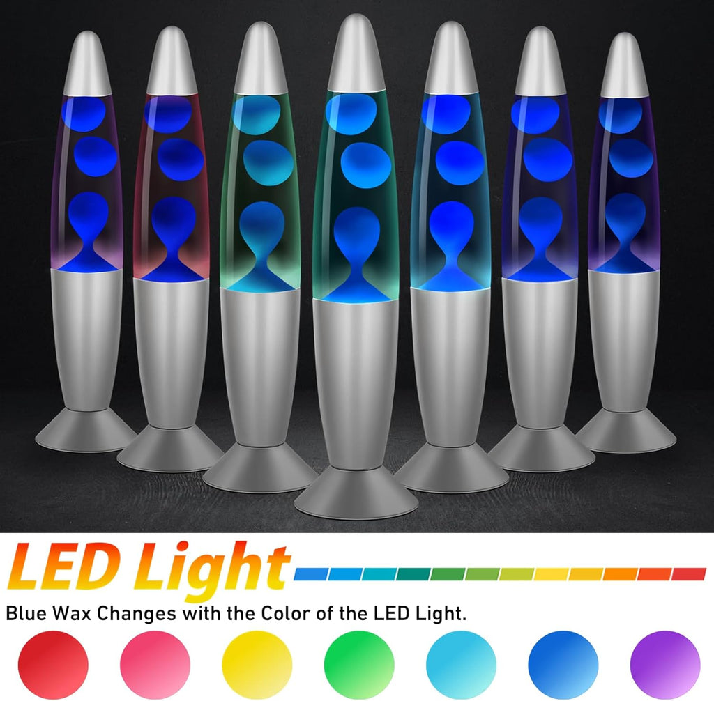 Blue Wax Liquid Motion Lamps Multi Color Changing, 13" LED Magma Lamp for Adults Kids, Night Light Birthday Gifts for Boys Girls, Home Décor Mood Light for Living Room Bedroom