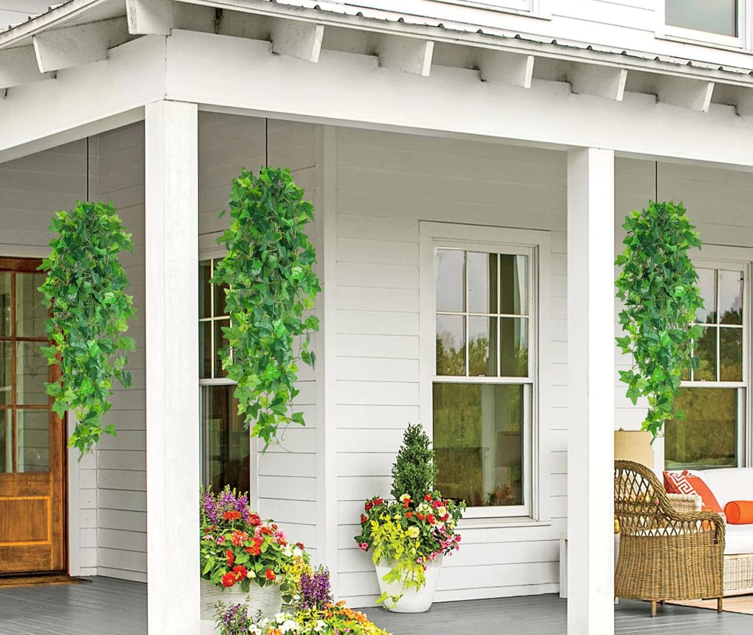 RECUTMS Fake Vines 4pcs Artificial Ivy Hanging Plant Silk Leaves Faux Greenery Garland for Room Indoor Outdoor Garden Door Wall Baskets Wedding Party Table Balcony Decor
