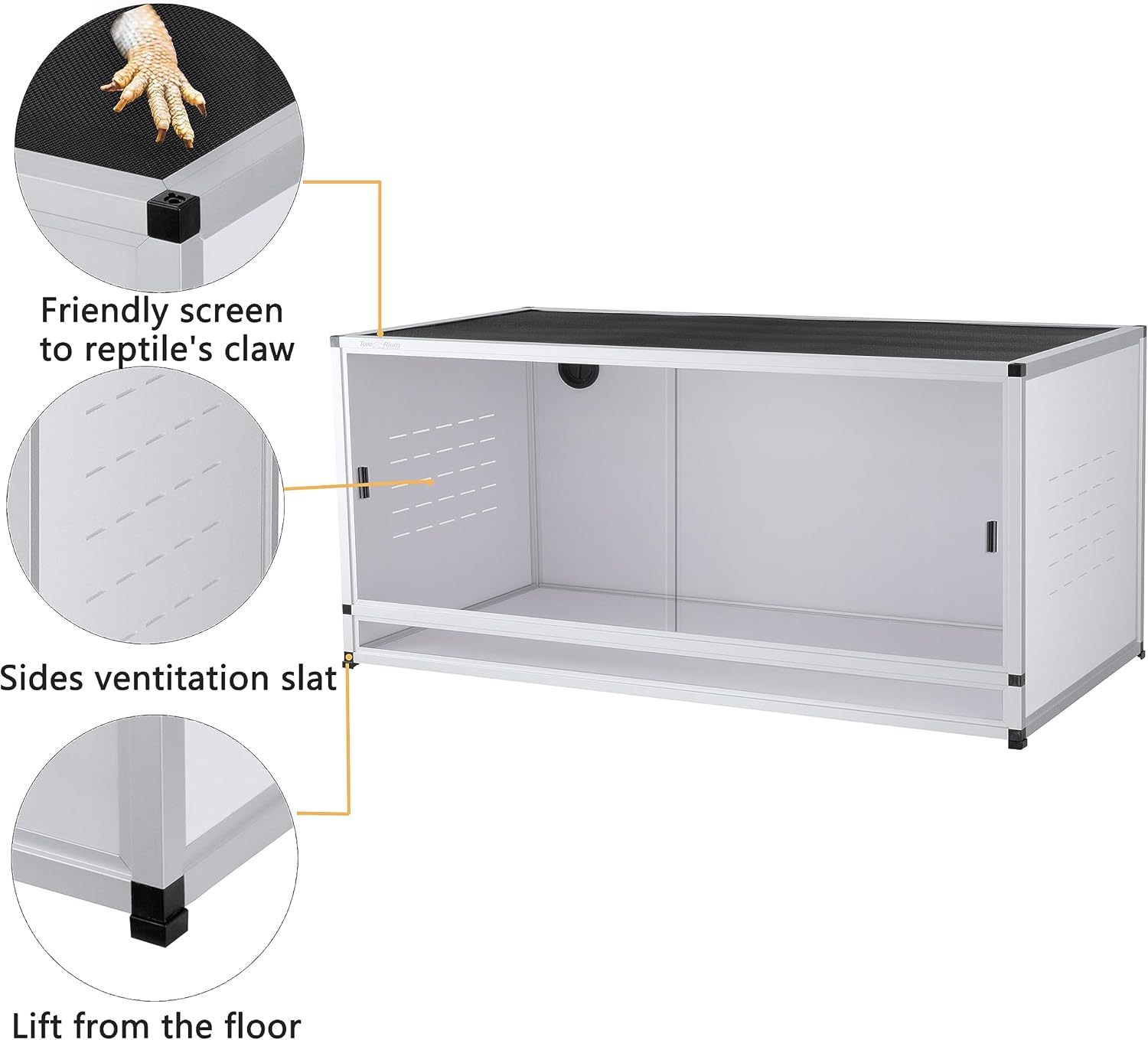 PVC Reptile Enclosure 40x16x16'' Large Reptile Terrarium Habitat Tank for Bearded Dragon Gecko Lizard Snake, 44 Gallon Wide Breeding Lounge Vivarium Area with Sliding Doors Lock