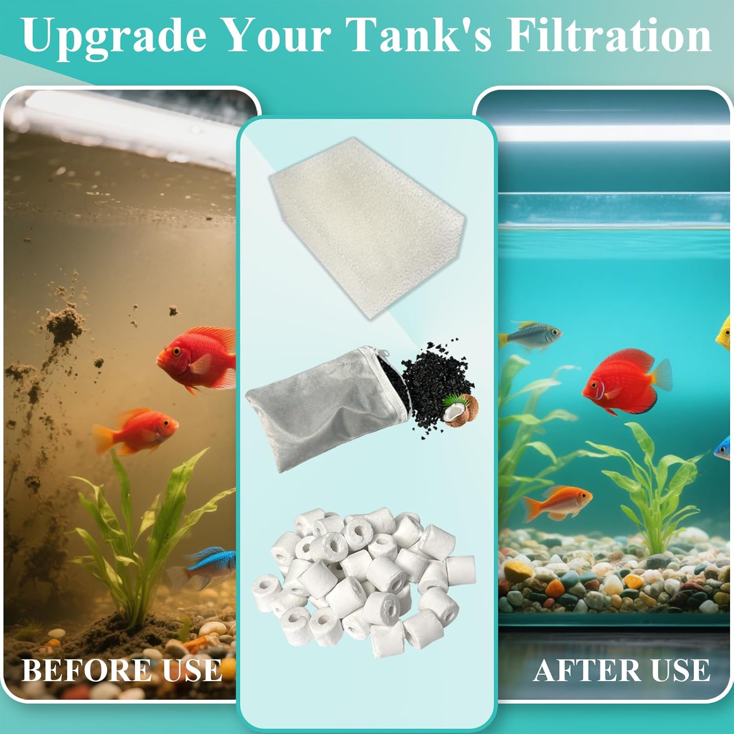 2 Set Three-Stage Filters Media Maintenance Kit Replacement for AquaClear 70 Power Filter, Fish Tank Filter for 40-to-70 Gallon Aquariums