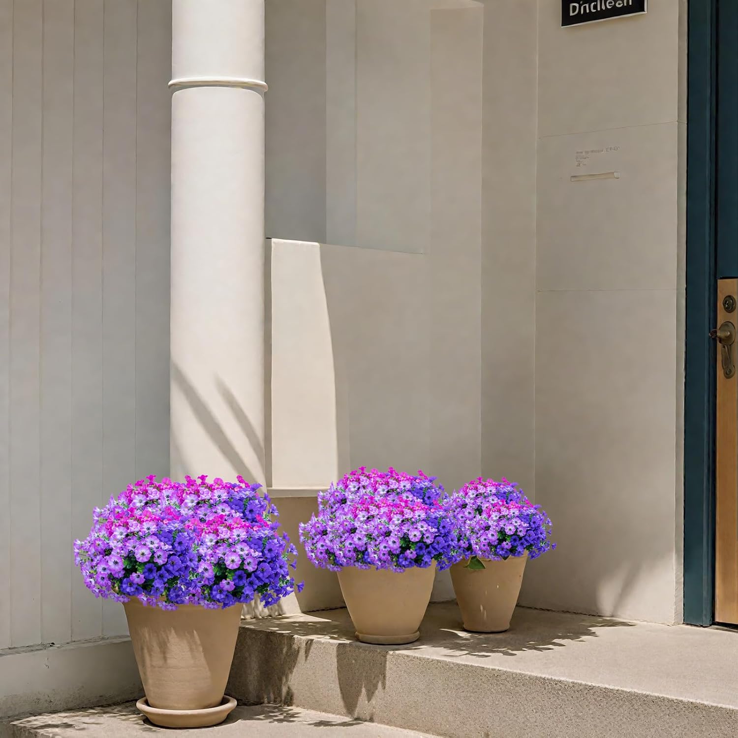 Artificial Flowers for Outdoors,UV Resistant Artificial Outdoor Flowers,Not-Fading Faux Flowers for Outdoor Planters for Front Door Porch Yard Patio Garden Home Decor,12 Bundles Mix 3 Colors