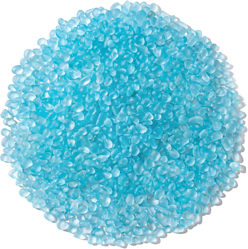 Keedolla 48oz Ice Blue Sea Glass Marbles Stones Frosted Glass Pebbles Gemstones for Aquarium Rocks, Fish Tank Gravel, Vase Fillers, DIY Crafts